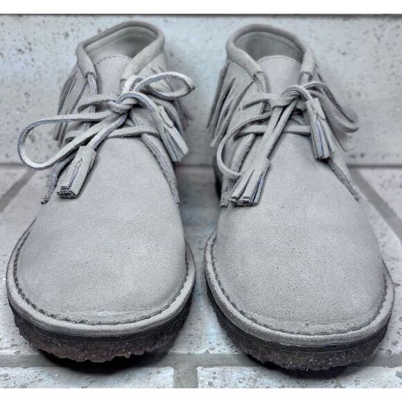 J Crew Fringed Macalister Suede Boot Tassel Laces Grey Tan Size 9 NWOB - Picture 3 of 13